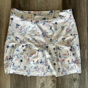 IZOD Golf Skort Size 10 – Nautical Sailboat Print Active Skirt Built-In Shorts